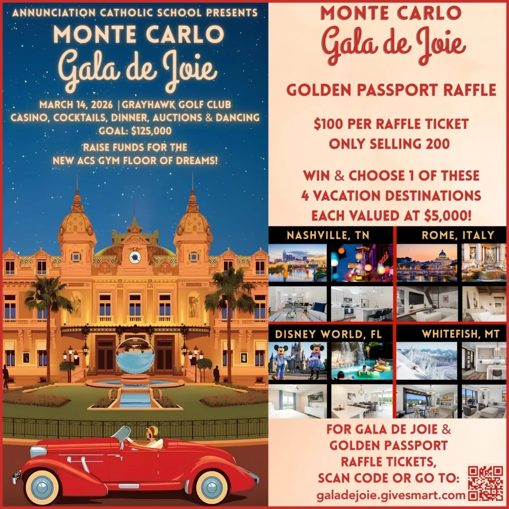 Monte Carlo event poster with raffle details.